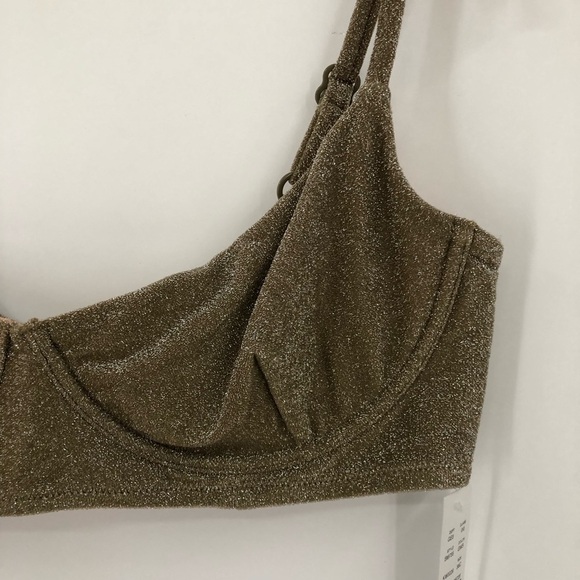 J.crew 38C sparkle underwire bikini top 0555 gold clasp adjustable sexy skimpy - Picture 7 of 16